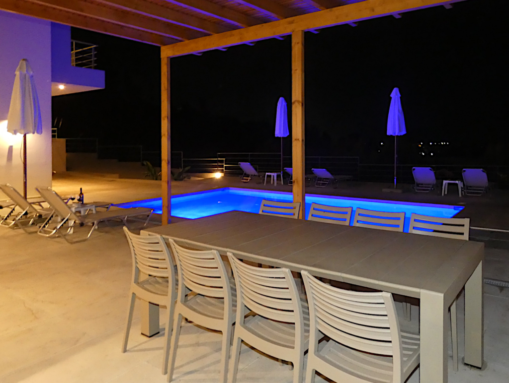 Louloudi Hills 3 Dining Pool Night